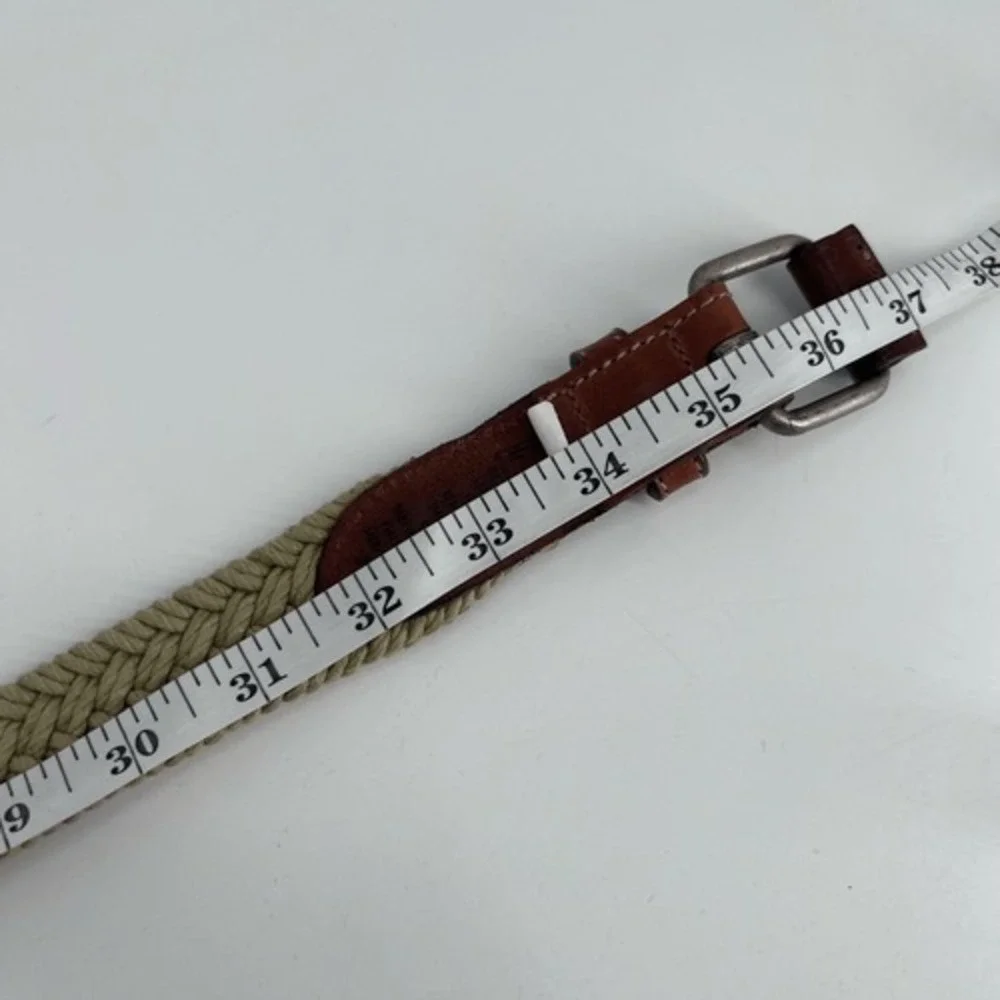 Gap Unisex‎ Genuine Leather Elastic Woven Braided Waist Belt Beige Tan Size 32